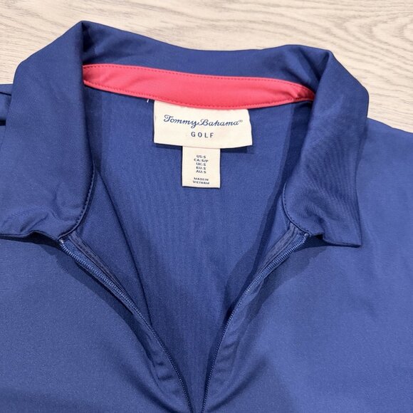 Tommy Bahama Golf Women’s Short Sleeve Zip Polo Shirt Size S Navy Blue EUC - Picture 4 of 4